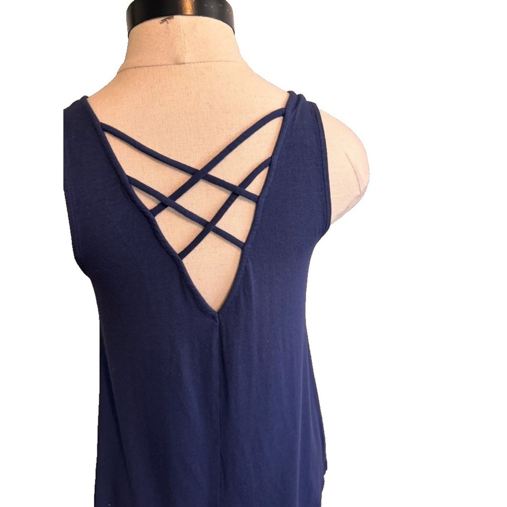 Lilly Pulitzer KRISTEN TOP Lapis Navy Blue XS Tank Cris Cross Summer Travel Sun - Picture 11 of 12